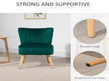 Modern Accent Chair, Fabric Living Room Chair with Rubber Wood Legs and Thick Padding, Green T3398P328136