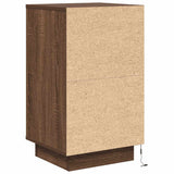 Bedside Cabinet with LED Lights Brown Oak 38x34x65 cm 861307
