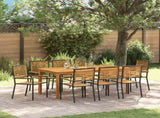 Garden Dining Set 9 pcs Black Solid Acacia Wood 3365544