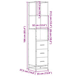 ZNTS Bathroom Cabinet Brown Oak 35x37.5x166 cm Engineered Wood 849248