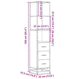 ZNTS Bathroom Cabinet Brown Oak 35x37.5x166 cm Engineered Wood 849248