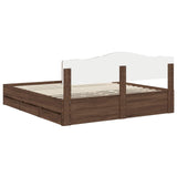 Bed Frame with Drawer Brown Oak 200 x 200 cm Engineer Wood 3412976