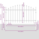 Garden Fence Grey 850 x 100 cm Powder-Coated Steel 3360113