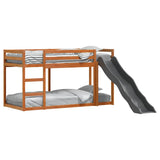 Bunk Bed with Slide&Ladder without Mattress Wax Brown 75x190 cm Small Single 3284250