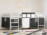 Kids'Loft Bed Frame with Curtains White and Black 80 x 200 cm 42020809