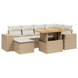 7 Piece Garden Sofa Set with Cushions Beige Poly Rattan 3272738