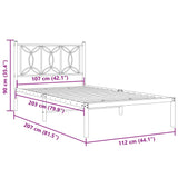 Metal Bed Frame without Mattress with Headboard White 107x203cm 376173
