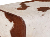 Bench 110 x 30 x 45 cm Real Leather Brown and White 42042114