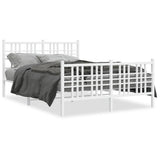 Metal Bed Frame without Mattress with Footboard White 137x190cm 376390