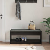 Hall Bench with Cushion with Shelf Black Oak 103 x 38 x 45 cm 891585