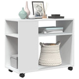 Side Table with Wheels White 70x35x60 cm Engineered Wood 853146