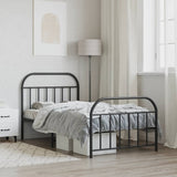 Metal Bed Frame without Mattress with Footboard Black 107x203cm 353649