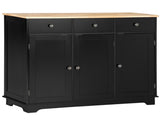 Sideboard with Rubberwood Top and Adjustable Shelves for Dining Room, Kitchen - Black T3398P378035