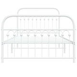 Metal Bed Frame without Mattress with Footboard White 107x203cm 376663
