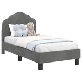 Toddler Bed Frame with Headboard Dark Grey 70 x 140 cm Velvet 42010930