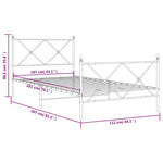 Metal Bed Frame without Mattress with Footboard White 107x203cm 376565