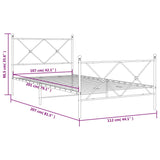 Metal Bed Frame without Mattress with Footboard White 107x203cm 376565