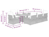 9 Piece Garden Dining Set with Cushions Grey Poly Rattan 3212945