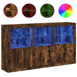 Sideboard with LED Lights Smoked Oak 181.5x37x100 cm 3209153