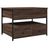 ZNTS Coffee Table Brown Oak 70x50x50 cm Engineered Wood and Metal 845385