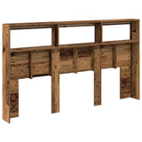 Headboard Cabinet with LED Old Wood 180x17x102 cm 863134
