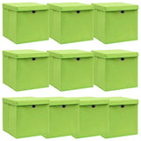 Storage Boxes with Lids 10 pcs Green 32x32x32 cm Fabric 288372