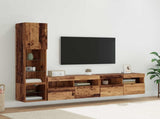 TV Wall Unit with LED 4 pcs Old Wood Engineered Wood 3402965