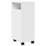 Narrow Bathroom Cabinet with Wheels White Engineered Wood 855232