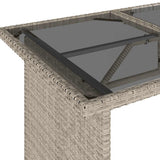 Garden Table with Glass Top Light Grey 110x68x70 cm Poly Rattan 366354