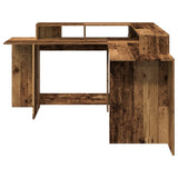 Desk with LED Lights Old Wood 152x152x91 cm Engineered Wood 3309463