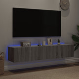 TV Wall Cabinets with LED Lights 2 pcs Grey Sonoma 80x35x31 cm 837292