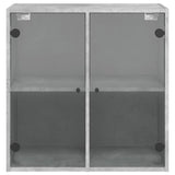 Wall Cabinet with Glass Doors Concrete Grey 68x37x68.5 cm 836493