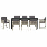 Garden Dining Set 9 pcs Light Grey Poly Rattan 3380764