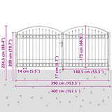 Fence Gate "ASSEN" Double Door with Arched Top Steel 400x175 cm 143095