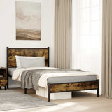 Metal Bed Frame without Mattress Smoked Oak 100x200 cm 4007809