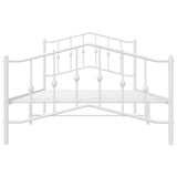 ZNTS Metal Bed Frame without Mattress with Footboard White 107x203cm 373852