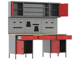 Work Cabinet 7 pcs Red and Grey Engineered Wood and Steel 3321455