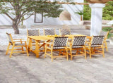 Garden Dining Set Brown Solid Acacia wood, Poly Rattan 9 Piece Set 3087127