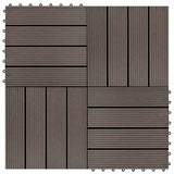 11 pcs Decking Tiles WPC 30x30 cm 1 sqm Dark Brown 45025