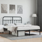 Metal Bed Frame without Mattress with Headboard Black 140x200cm 352579
