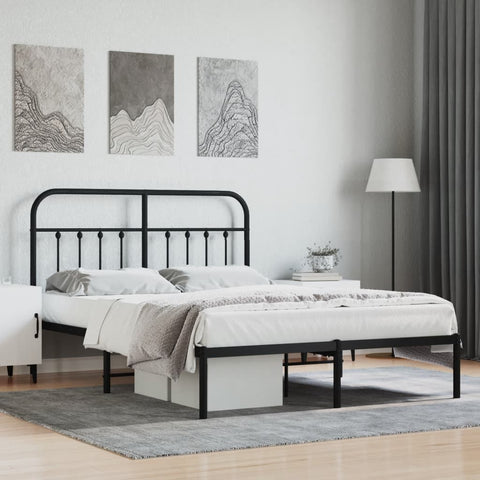 Metal Bed Frame without Mattress with Headboard Black 140x200cm 352579