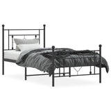 Metal Bed Frame without Mattress with Footboard Black 90x190cm 374349