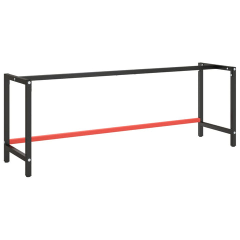 ZNTS Work Bench Frame Matte Black and Matte Red 220x57x79 cm Metal 151458