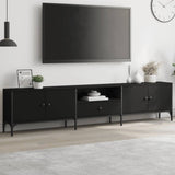 TV Cabinet with Drawer Black 200x25x44 cm Engineered Wood 838988