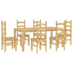 ZNTS 7 Piece Dining Set Panama Solid Wood Pine 3345212