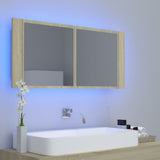 LED Bathroom Mirror Cabinet Sonoma Oak 100x12x45 cm Acrylic 804983