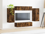 TV Wall Cabinet Set 4 pcs Smoked Oak Engineered Wood 3408930
