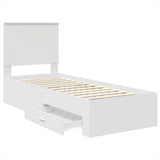 Bed Frame White and Silver 70 x 190 cm Engineered Wood 3411368
