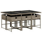 Garden Dining Set Grey PE rattan, powder-coated steel, tempered glass 3211268