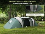 Camping Tent with 2 Bedrooms and Living Area, 3000mm Waterproof Family Tent, for Fishing Hiking T3398P349023